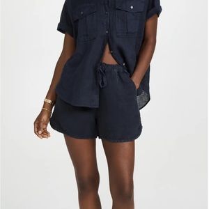 Alex Mill Sunny Linen Pull On Shorts Navy